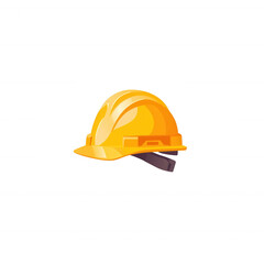 Fototapeta premium A vibrant yellow construction helmet representing safety and protection on job sites, isolated on a white background for a clean and professional look.