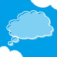 ちぎり絵のようにジワジワ滲んだラフなアウトラインの白い雲のようなフキダシ・フレームシリーズ。セリフや名札（ネーム）やワッペンに。ベクター素材