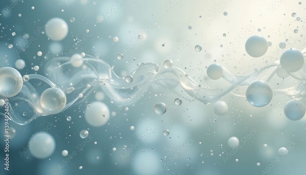 Poster dynamic water droplets and bubbles abstract oceanic environment visual art soft focus tranquil conce