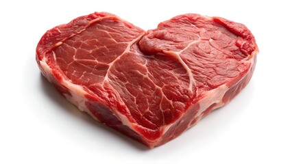 Fototapeta premium raw heart shape meat on white background