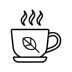 Herbal tea cup with leaf vector icon illustration for tea time and healthy beverage concept design 