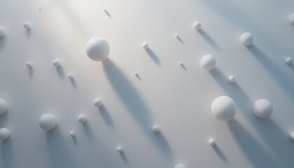 Dynamic shadows and textures of white spheres minimalist studio abstract art soft lighting close-up view modern concepts for visual design