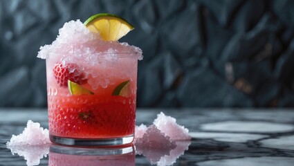 Savor a revitalizing cocktail that combines fresh strawberries, rum, and lime juice for a fruity and lively beverage with a silky finish.