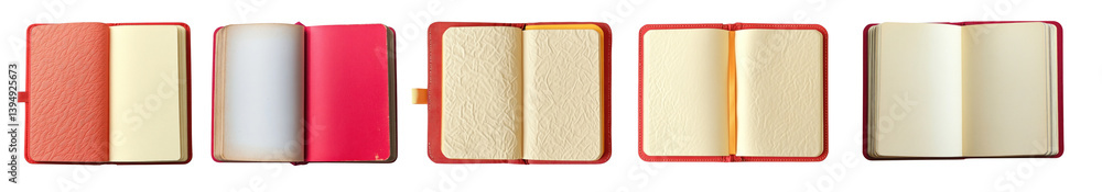 Poster png colorful open notebooks displayed, element set on transparent background