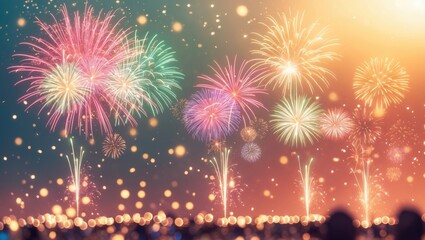 Fireworks and blank area