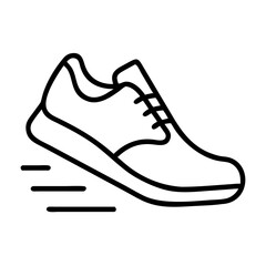 Running shoe icon vector illustration for athletic footwear and sports equipment design with speed effect