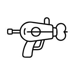 Vector illustration of a ray gun blaster toy for kids laser gun weapon drawing icon in black and white style