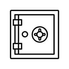 Find secure bank safe deposit box vector icon for financial security and asset protection concept needs
