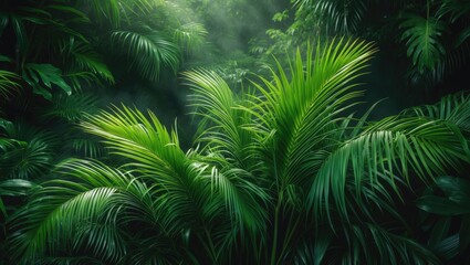 Close-up of palm leaves texture. Tropical backdrop