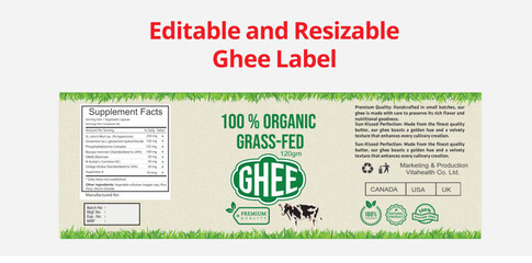 Ghee label design template, Ghee label 