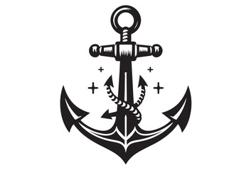 silhouette of a anchor logo vector, silhouette anchor logo icon silhouette, sea anchor silhouette logo, anchor black silhouette vector logo on a white background © Adobe design