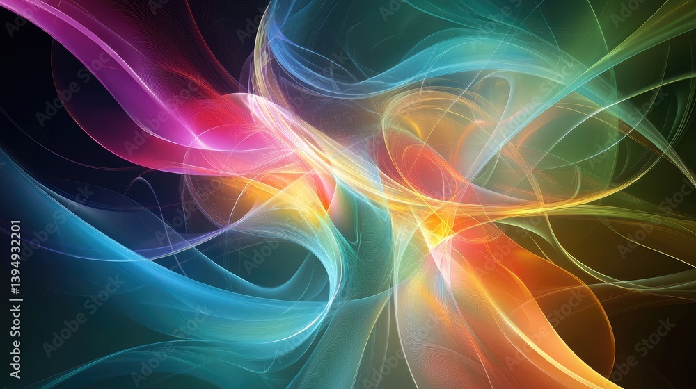 Aufkleber an abstract background featuring swirling colors and shapes, symbolizing the fluid and dynamic natur
