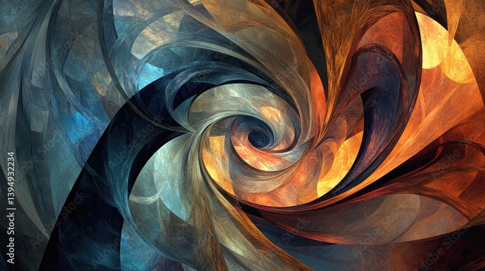Poster an abstract background featuring swirling colors and shapes, symbolizing the fluid and dynamic natur