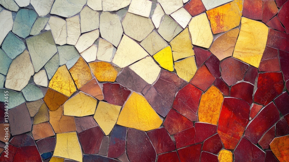 Poster an abstract background featuring a mosaic of fragmented shapes and shades, giving a modern and artis