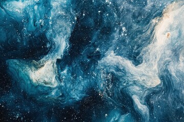 Beautiful abstract depiction of flowing liquid with swirling shades of blue