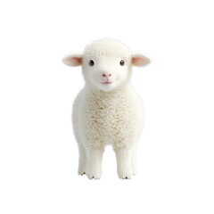 Fototapeta premium Adorable fluffy white lamb standing in a lush green field exuding a sense of innocence and tranquility