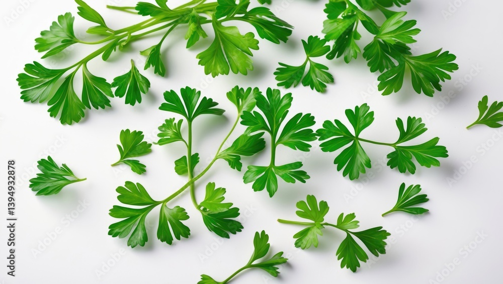Aufkleber parsley displayed on white background, with a clipping path and full depth of field
