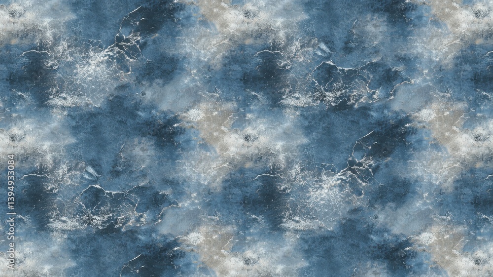 Poster a textured blue abstract pattern with hints of cream and white, resembling a marbled surface, ideal 