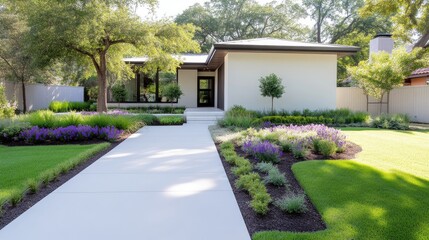 Obraz premium Modern home exterior with manicured landscaping