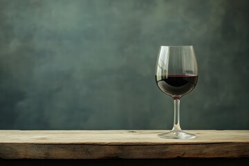 A Glass Of Red Wine Sitting On A Wooden Surface