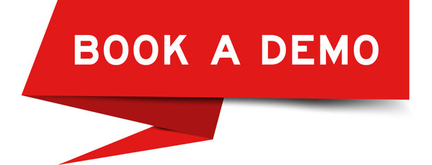 Redcolor speech banner with word book a demo on white background