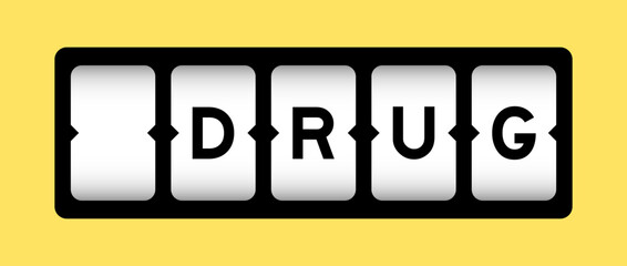 Black color in word drug on slot banner with yellow color background
