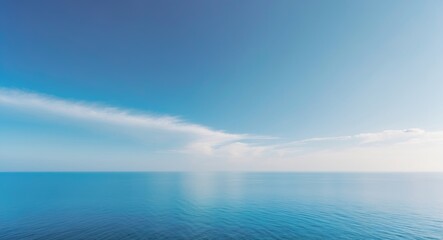 Obraz premium Vast landscape of a clear sky environment for holiday ideas by the ocean featuring bright sunlight and beautiful clouds.