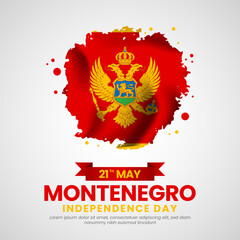 Montenegro Grunge brush painted flag style for Independence day square banner background