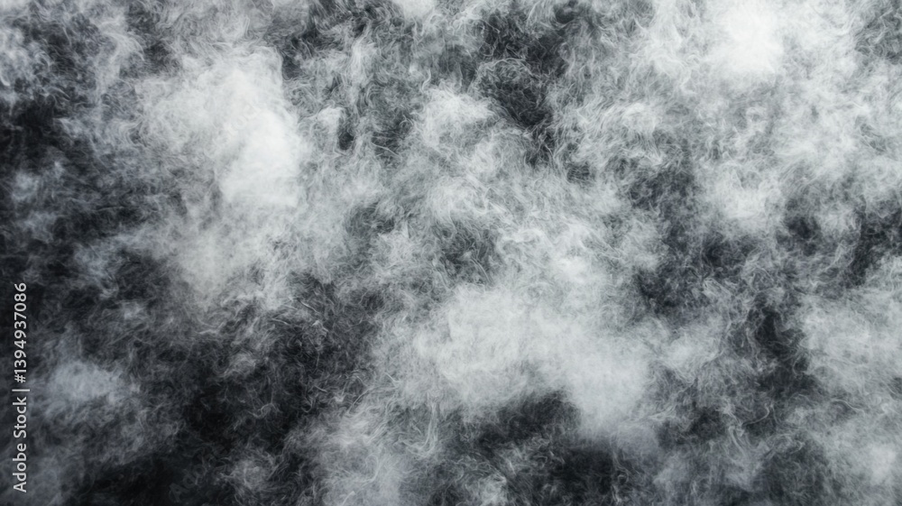 Poster a textured surface featuring a blend of white and gray fibers, resembling clouds or soft material in