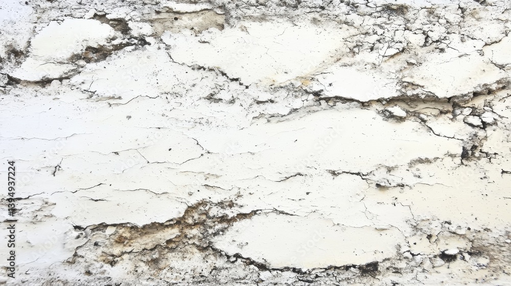 Poster a textured, cracked white surface displaying intricate patterns and a weathered appearance, suggesti