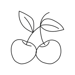 Cherry Isolated Vector Illustration Coloring Page For Kids, Cherry icon collection vector outline