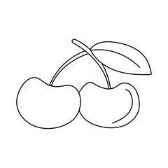 Cherry Isolated Vector Illustration Coloring Page For Kids, Cherry icon collection vector outline