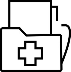 Medical folder with cross icon – hospital file system, patient history, secure health documentation concept with transparent background.