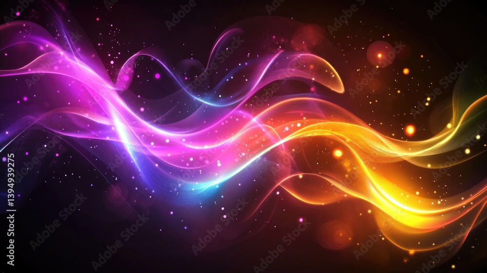 Poster a vibrant abstract background with swirling neon colors and smooth gradients, creating a dynamic and