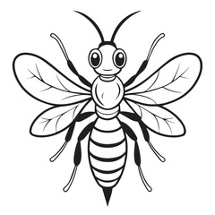 Obraz premium coloring page vector illustration of a bee