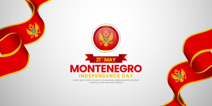 Montenegro waving ribbon flag for National day background. Template for independence day banner design