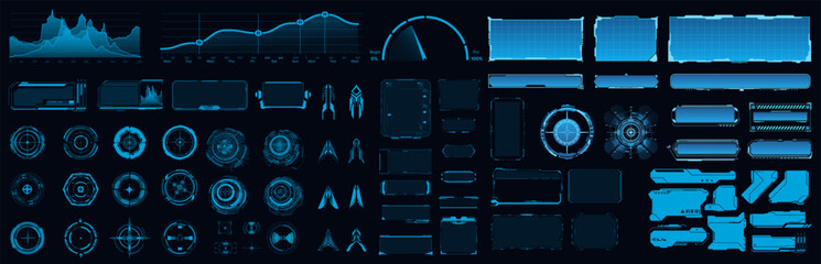 Futuristic digital dashboard elements for data visualization and user interfaces in technology applications