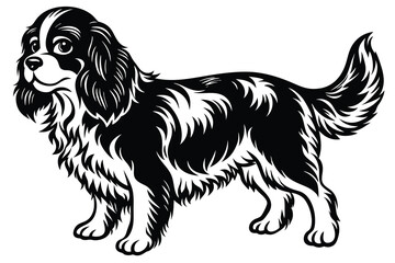 Cute isolated black and white cocker spaniel puppy, a vector illustration of this adorable canine pet