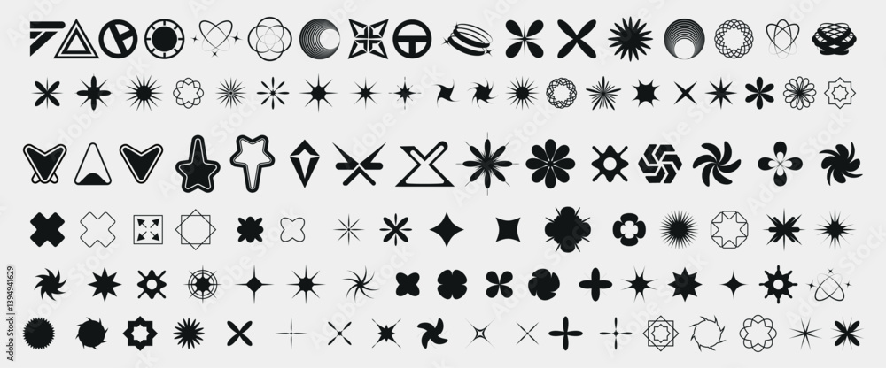 Poster Collection of black and white geometric shapes and patterns for graphic design projects and creative use