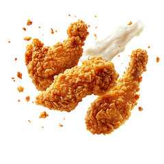 Crispy Chicken Tender with Dipping Sauce Isolated on Transparent Background