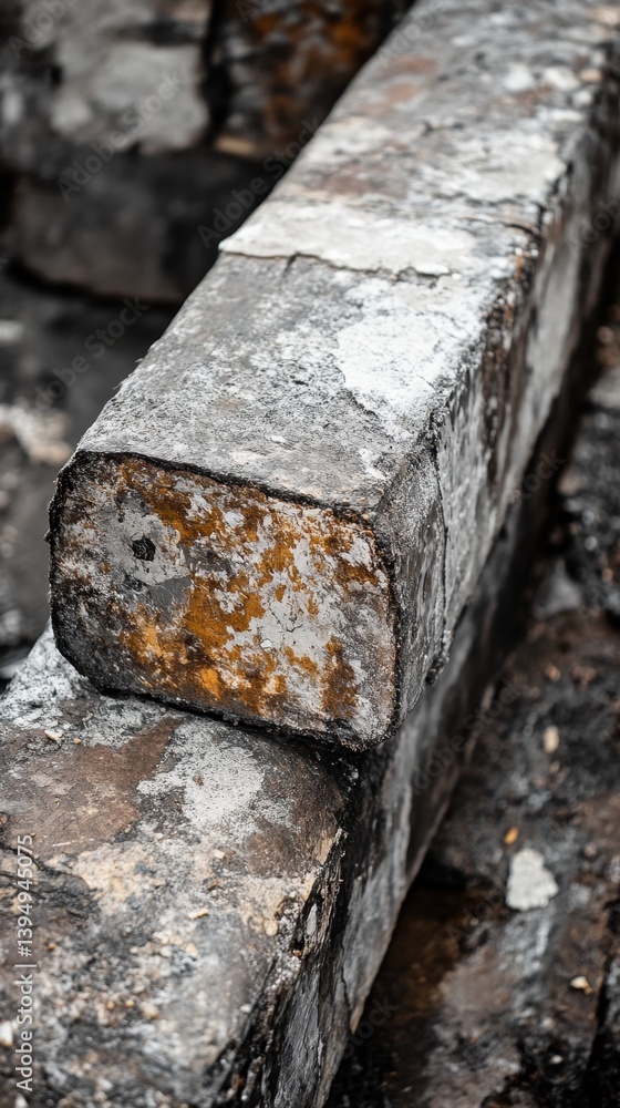 Poster weathered concrete blocks in urban decay close up capturing texture and gritty detail with a moody a
