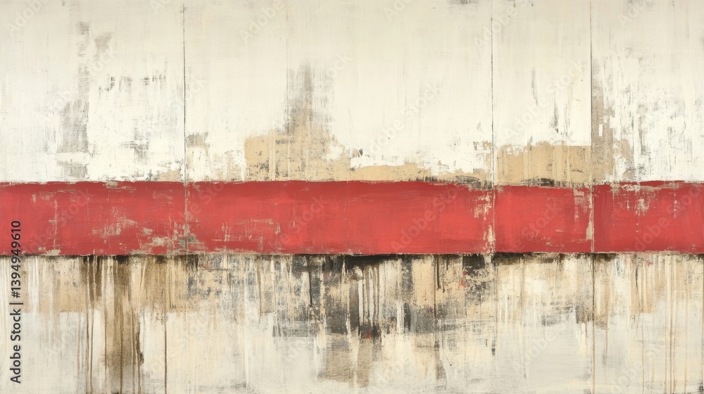 Aufkleber abstract painting with red stripe on white background creating a modern and artistic visual texture 