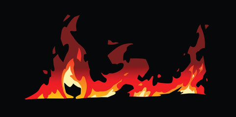 Fire borders fire flames blaze icon, symbol, sign on dark background vector illustration