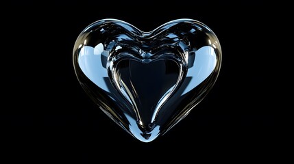 Abstract Glass Heart Shape 3D Render Digital Art