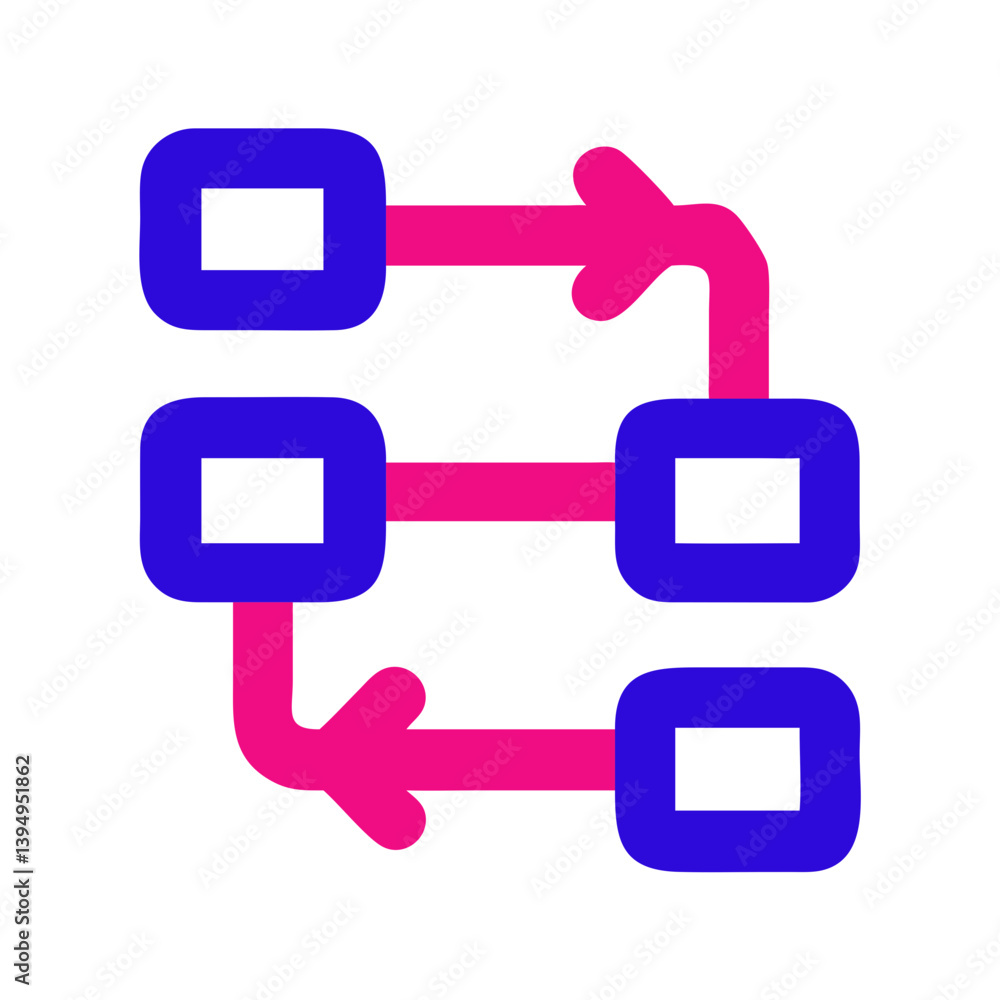 Poster workflow icon in bright colors representing process flow