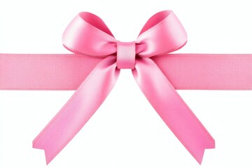 Pink Satin Ribbon Bow on White Background (7)