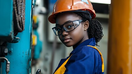 Celebrating International Labor Day with a young female maritime engineer at work.