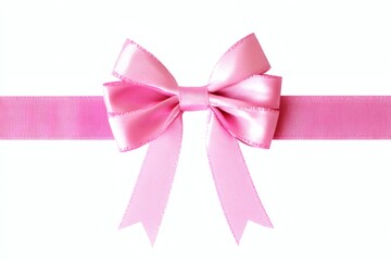 Pink Ribbon Bow on White Background (8)