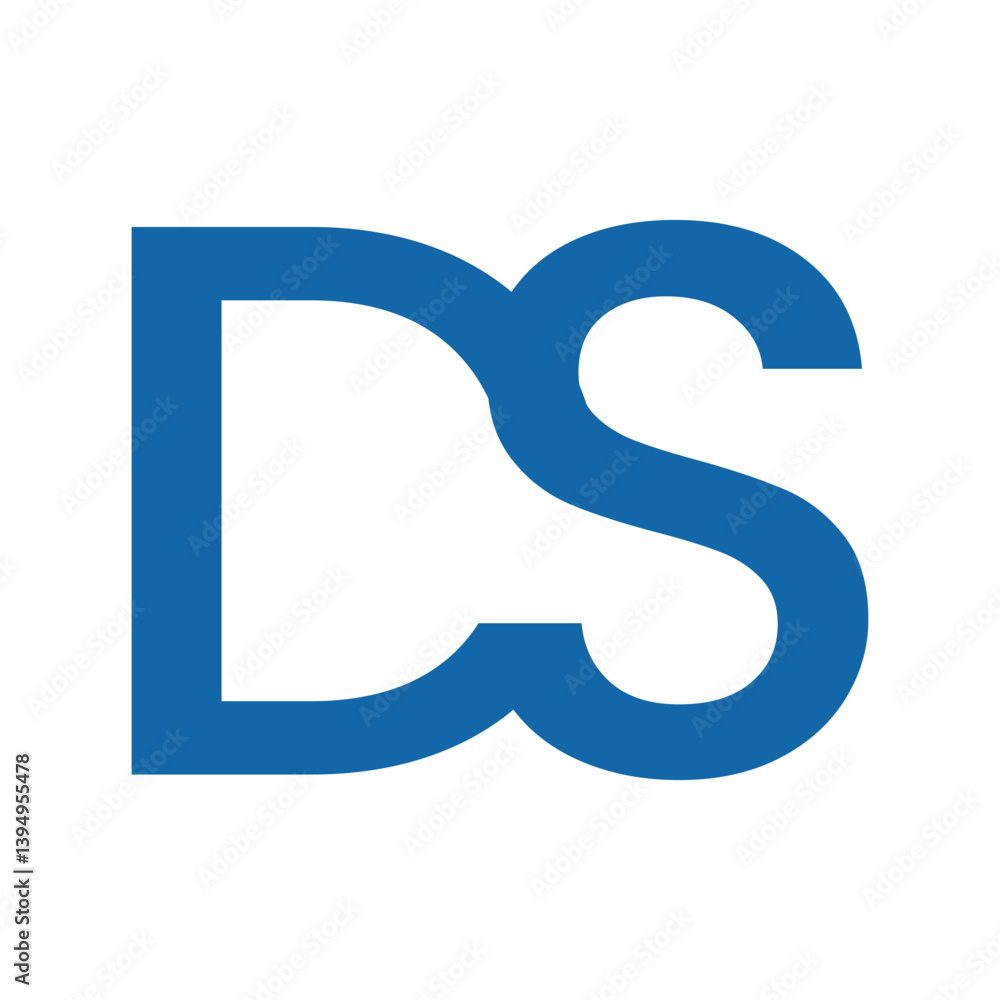 Poster this is a simple flat design of an initial letter ds in blue color.