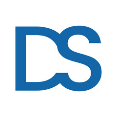This is a simple flat design of an initial letter DS in blue color.